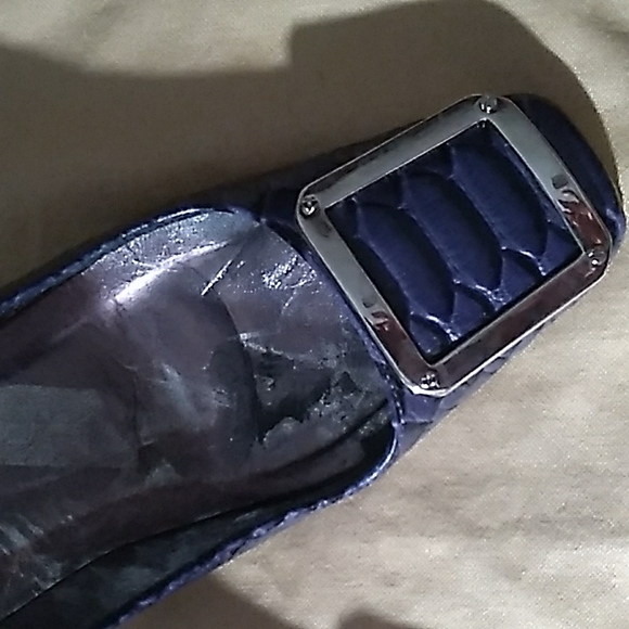 ADRIENNE VITTADINI PUMPS NAVY SILVER HARDWARE  LEATHER - Picture 4 of 6